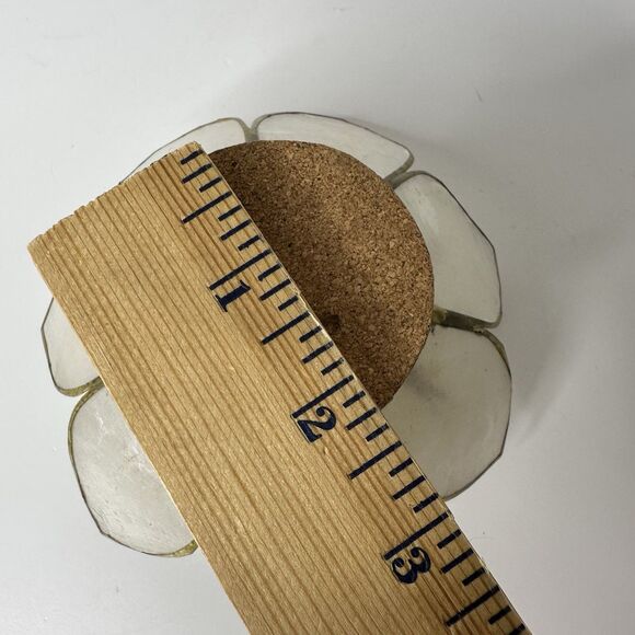 Capiz Shell Lotus Tealight Candle Holder Cork Bottom Brass Trim Delicate - Picture 12 of 14